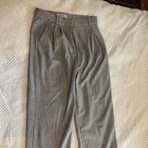 Abercrombie Sloan Wide-Leg Trousers, Light Grey, Size 31